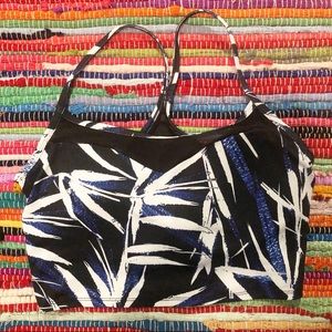 Fabletics Leaf Print Blue Mesh Back Sports Bra